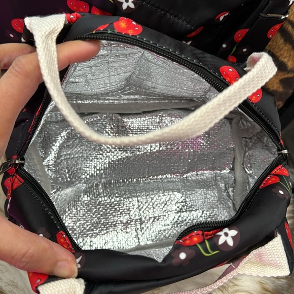 NWOT 3 pc set Cherry design Backpack lunch bag pencil case - Picture 2 of 4